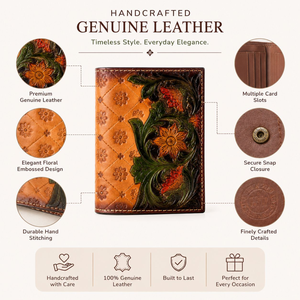 Handcrafted Genuine Leather Floral Tooled Clutch Wallet Vintage Embossed <b>Long</b> <b>Purse</b> Handmade Luxury Card Holder Organizer - Product Image 5