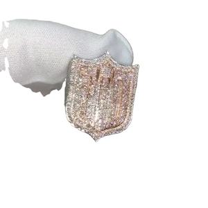 Anillo de moissanita de lujo Plata de ley Chapado en oro rosa Estilo hip hop Pass Diamond Tester Anillos con letras Precio de fabricación - Product Image 1