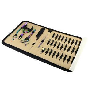 Multi Function Hair Extension Kit Crimping Plier Hair Pulling Hook <b>Parting</b> Finger <b>Comb</b> Sectioning Clips Thinning Scissor Razor - Product Image 1