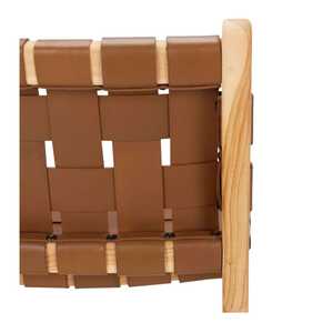 Tabouret de bar en teck artisanal avec assise et dossier en cuir tressé – Chaise de comptoir artisanale directement de l'usine pour intérieurs élégants - Product Image 6