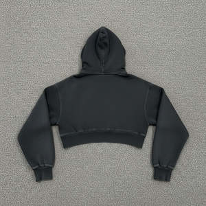 2026 New Arrival Crop Style Loose Fit <b>Women's</b> Hoodie 100% Cotton Fabric <b>Long</b> Sleeve Drop-Shoulder Quick Drying Hoodies For <b>Woman</b> - Product Image 5