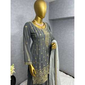 Hermoso conjunto de ropa de fiesta superior e inferior con Fancy Dupatta Talla XL - Product Image 2