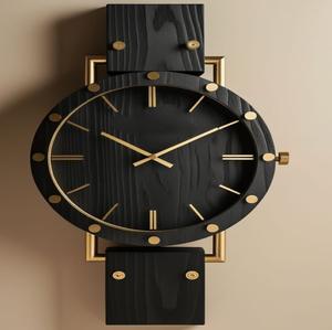 Reloj de Pared de Doble Cara Dorado de Lujo, Reloj de Metal Vintage Estilo Estación de Tren, Decoración para el Hogar - Product Image 2