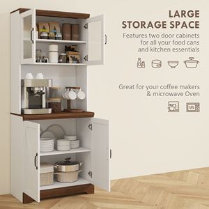 "Modern Farmhouse <b>Kitchen</b> <b>Pantry</b> Cabinet with Glass Doors & Adjustable Shelves" - Product Image 4