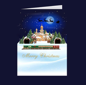 Tarjeta de Felicitación Navideña 3D Pop-Up con Escena de Pueblo Nevado, Impresión Digital en Papel, Tarjeta Festiva con Laminado Brillante, Forma Rectangular - Product Image 2