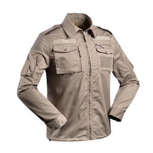 Uniforme de Camuflaje para Guardia de Seguridad, Chaqueta Táctica Caqui con Múltiples Bolsillos y Pantalones Cargo, Refuerzo en los Codos, Cierre de Velcro - Product Image 4