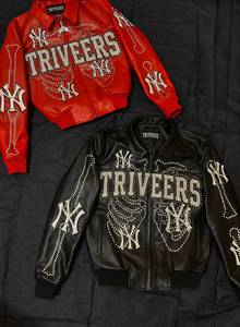 Women’s <b>Red</b> Studded Leather Bomber <b>Jacket</b> Custom Logo Embroidered Streetwear Regular Fit Varsity Biker <b>Jacket</b> OEM ODM - Product Image 2