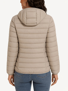 Muzamin Apparel Women Puffer <b>Jacket</b>-Windproof <b>Reversible</b> Eco-Friendly Quilted Autumn Thick Polyester Full Sleeve Solid Color - Product Image 2