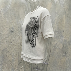 Snowgrace Front Logo High Street Printed Knitted Men's Oversized T-Shirt Short Sleeve O-Neck Breathable Cotton Eco-Friendly - Product Image 3