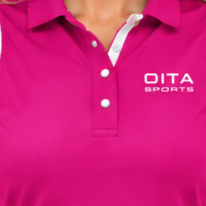 Polo sans manches fuchsia pour femme, col patchwork, coupe ajustée, pour l'équitation et l'entraînement, personnalisable, vente en gros, performance - Product Image 5