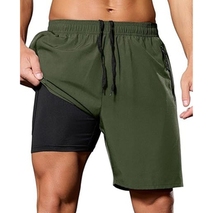 Shorts de course pour hommes 2 en 1 avec doublure de compression, shorts de sport pour la gym, poche pour téléphone, personnalisation de la marque, fournisseur OEM - Product Image 1