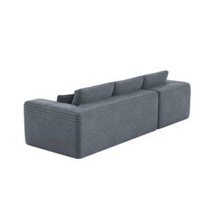 Canapé sectionnel convertible moderne en velours côtelé, avec chaise longue, entièrement en mousse, assise profonde, large côtelure, rembourrage doux - Product Image 3