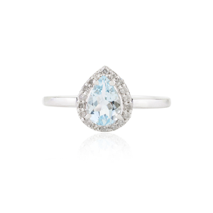 14K Solid <b>Gold</b> Pear Cut Aquamarine Diamond Modern Statement <b>Ring</b> - Product Image 2