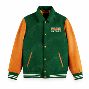 Veste universitaire Famo pour hommes, mélange de laine, style Letterman, avec manches en cuir PU, design Snake Back, athlétique, universitaire - Product Image 4