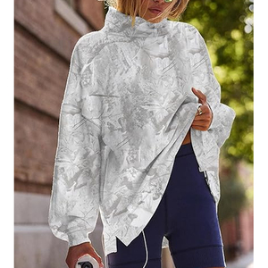 Custom Women Oversized Mock Neck Sweatshirt with Contrast Rib Collar Cuffs and Hem heavyweight fleece mockneck women sweatshirts - Product Image 1