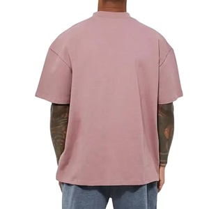 ผู้ผลิตเสื้อยืดทรงบ็อกซี่คุณภาพสูงสำหรับผู้ชาย ผ้าฝ้าย 100% คอหนา คอเต่า แขนเสื้อแบบดรอปไหล่ เสื้อยืดหนาน้ำหนักมาก เสื้อยืดผู้ชาย - Product Image 5