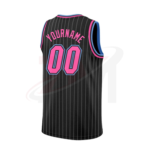 Camiseta de Baloncesto Sublimada Personalizada, Negra con Rayas Rosas, Unisex, Transpirable, 100% Poliéster, para Adultos - Product Image 3