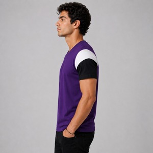 Camiseta de Manga Corta con Cuello en V para Hombre, 100% Algodón, Color Sólido, Tejido de Punto, Corte Regular, Informal, Ecológica, Transpirable, Servicio OEM - Product Image 6