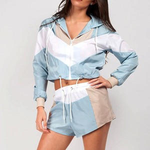 Ensemble short et veste coupe-vent en tissu nylon pour femme, été, logo personnalisé, respirant, pour adultes - Product Image 3
