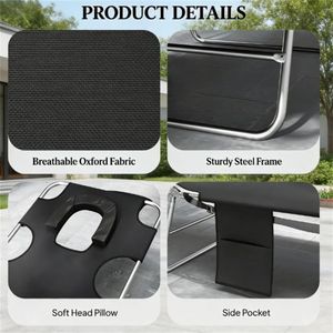Set di Due Sedie a Sdraio da Esterno Nere con Funzionalità di Lettino Prendisole - Product Image 2