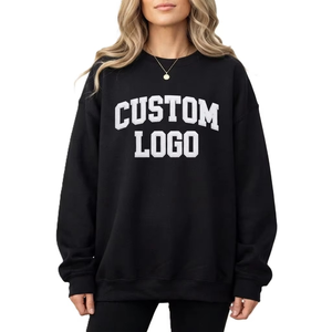 Premium Chenille 3D Lettering Patch Women's 100% Cotton Knitted Crewneck Streetwear Logo Hoodies with Custom OEM Sweatshirt - Product Image 3