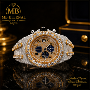MB ETERNAL JEWELS นาฬิกาเพชร 41 มม. คริสตัลแซฟไฟร์ อะนาล็อกโครโนกราฟ ตัวเรือนทองเหลือง สายสแตนเลส หัวเข็มขัดควอตซ์ - Product Image 2