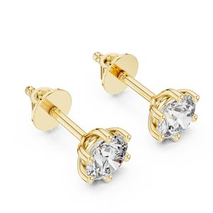 Pendientes redondos con diamantes en engaste de seis puntas para mujer, accesorios de joyería fina clásica en oro y platino. - Product Image 6