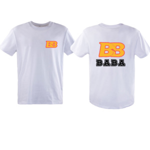 T-shirt blanc à manches courtes et col rond pour homme BB BABA, coupe décontractée, 100% coton respirant, tricoté, écologique, 320g - Product Image 6
