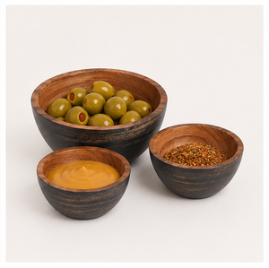 Ensemble de saladiers tendance en bois d'acacia écologique, grand bol de service en bois massif fait main pour fruits, collations et décoration de cuisine - Product Image 4
