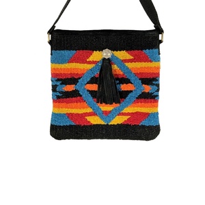 Bolso de mano de estilo bohemio de algodón/acrílico de calidad superior, diseño del Suroeste, manta de sillín, borla, parte superior geométrica con cremallera - Product Image 3