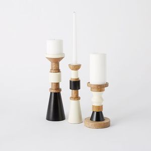 Support de bougie long en bois massif fait main, centre de table rustique décoratif pour la maison, les mariages et les fêtes - Product Image 2