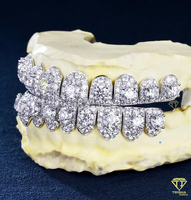 Juego de Grillz Personalizados con Diseño de Panal de Abeja, en Plata de Ley S925 Auténtica con Moissanita VVS que Pasa la Prueba del Diamante, Regalo Personalizado para Él