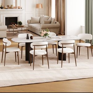 Set di 2 Sedie da Pranzo Moderne in Tessuto Beige con Struttura in Metallo per Cucina o Sala da Pranzo - Product Image 3