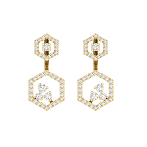Pendientes de Aro de Oro Sólido de 18K de Lujo con Diamantes Genuinos para Mujer, Clásicos Pendientes Solitarios de Diamantes en Oro Amarillo - Product Image 1