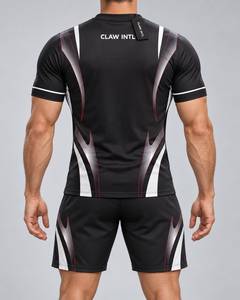 CLAW INTL Conjunto de Camiseta de Fútbol Negra para Hombre, Cuello en V, Manga Corta, Sublimación, Poliéster, Absorbe la Humedad - Product Image 6