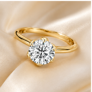 Anillos de Diamantes Solitarios de Moissanita en Oro de 14K para Mujer, con Engaste de Seis Puntas, para Compromiso, Boda, Aniversario o Propuesta - Product Image 5