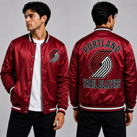 Blouson universitaire satiné blanc et bleu marine personnalisé des Memphis Grizzlies, avec logo brodé, style bomber, pour hommes, vente en gros, OEM, vêtements d'équipe, streetwear, MOQ, promotion