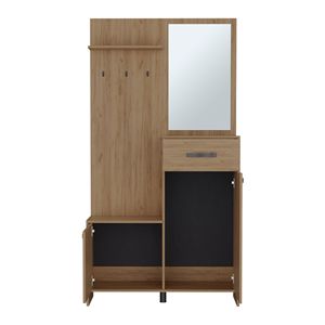 Gancho de pared de 2 puertas Olpe y perchero con 1 cajón, 1 estante, 1 Espejo, árbol de pasillo duradero - Product Image 5