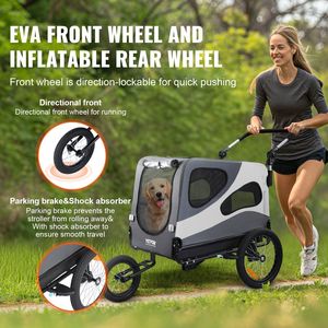 100 Lbs <b>Dog</b> <b>Bike</b> Trailer 2-in-1 Pet Stroller Cart Quick Release Wheels Easy Folding Black/Gray Bicycle <b>Carrier</b> Universal Coupler - Product Image 3