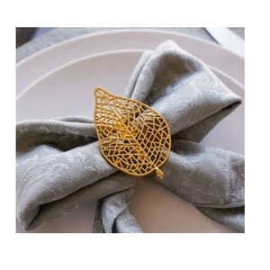 Leaf Design Brass Metal Napkin Ring Gold Plated Custom Shape Eco-Friendly Classic Style Party Wedding Tissue Holder - Product Image 1
