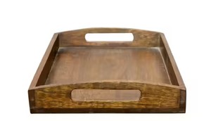Plateau de service en bois rectangulaire au design minimaliste, finition polie, passe au lave-vaisselle, grande capacité pour le rangement des boissons et des aliments - Product Image 4