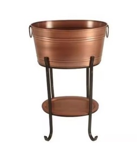 Grand seau à glace en cuivre inoxydable pour bar de fête, présentoir à boissons, support de rangement pour champagne et vin, importé d'Inde - Product Image 3