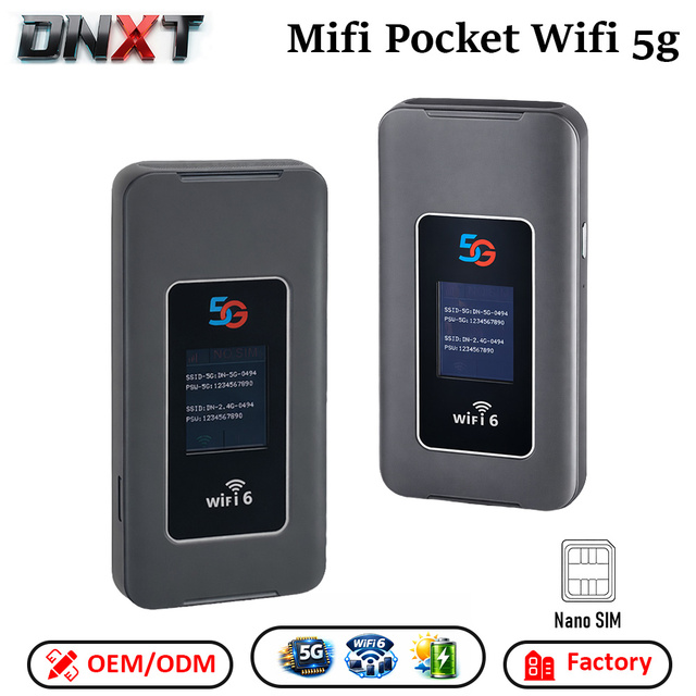 DNXT Wifi De Bolsillo 5g Gigabit Speed Portable 4g/5g Wifi Router WiFi6 5g Sim Router Mi Fi 8000mAh Phone Router 5g Sim for Trip