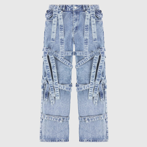 Jean cargo décontracté pour femme à taille haute et coupe ample avec plusieurs poches, imperméable et respirant en polyester/coton, longueur intégrale - Product Image 5