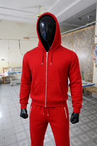 Conjunto Deportivo para Hombre, Sudadera con Capucha Roja, Pantalones Jogger, Ropa Deportiva para Gimnasio, Traje de Entrenamiento, Logotipo Personalizado, Conjunto de Felpa de Algodón - Product Image 6