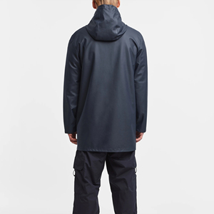 Veste imperméable unisexe à capuche, coupe longue, fermeture boutonnée, couleur unie, vêtement d'extérieur, coupe classique, 100% polyester, veste à coque rigide - Product Image 5
