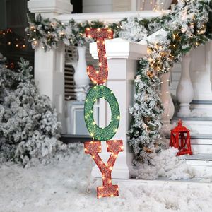Panneau lumineux JOY 2D pré-éclairé avec 45 LED blancs chauds, décorations de Noël pour la cour, panneau de Noël illuminé sur piquet - Product Image 2