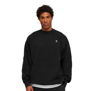 Sweat-shirt à col rond noir pour homme, de qualité supérieure, coupe ample, en molleton épais, style streetwear décontracté - Product Image 1