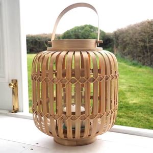 Rattan <b>Lantern</b> Decorative Handwoven <b>Bamboo</b> Natural Color Cheap Wholesale Bohemian Style Candle Holder For Home Restaurants & Hot - Product Image 3