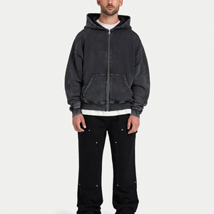 Sudaderas con capucha personalizadas con lavado ácido, serigrafía, estampado en relieve, bordado, efecto lavado, estilo urbano, sudaderas con capucha lisas con lavado mineral al por mayor para hombre - Product Image 3